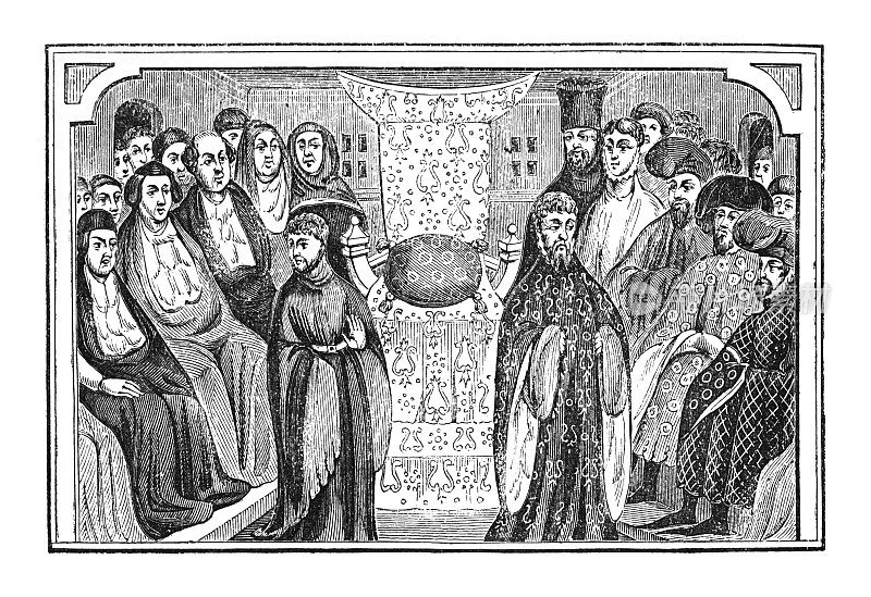 Parliament assembled for the deposition of Richard II - King of England (1377–1399) - Vintage engraved illustration